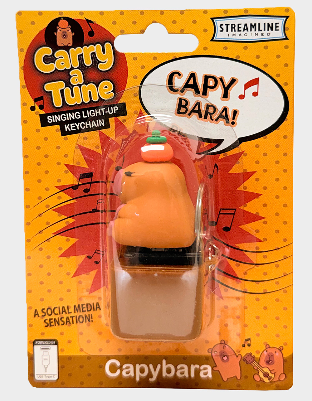 Capybara Rechargeable Clicker Keychain - BROWN