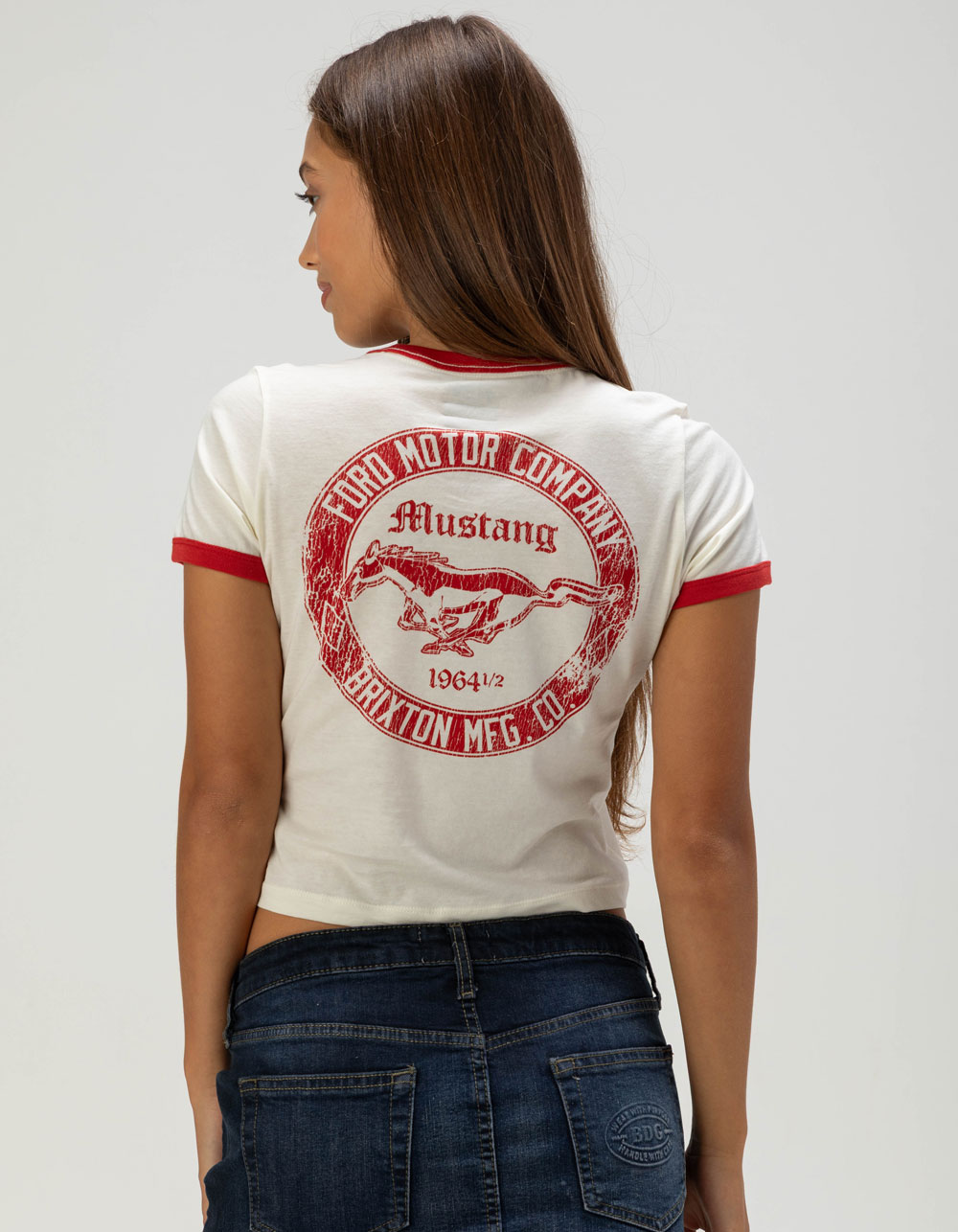 BRIXTON x Ford Mustang Womens Baby Ringer Tee - WHITE