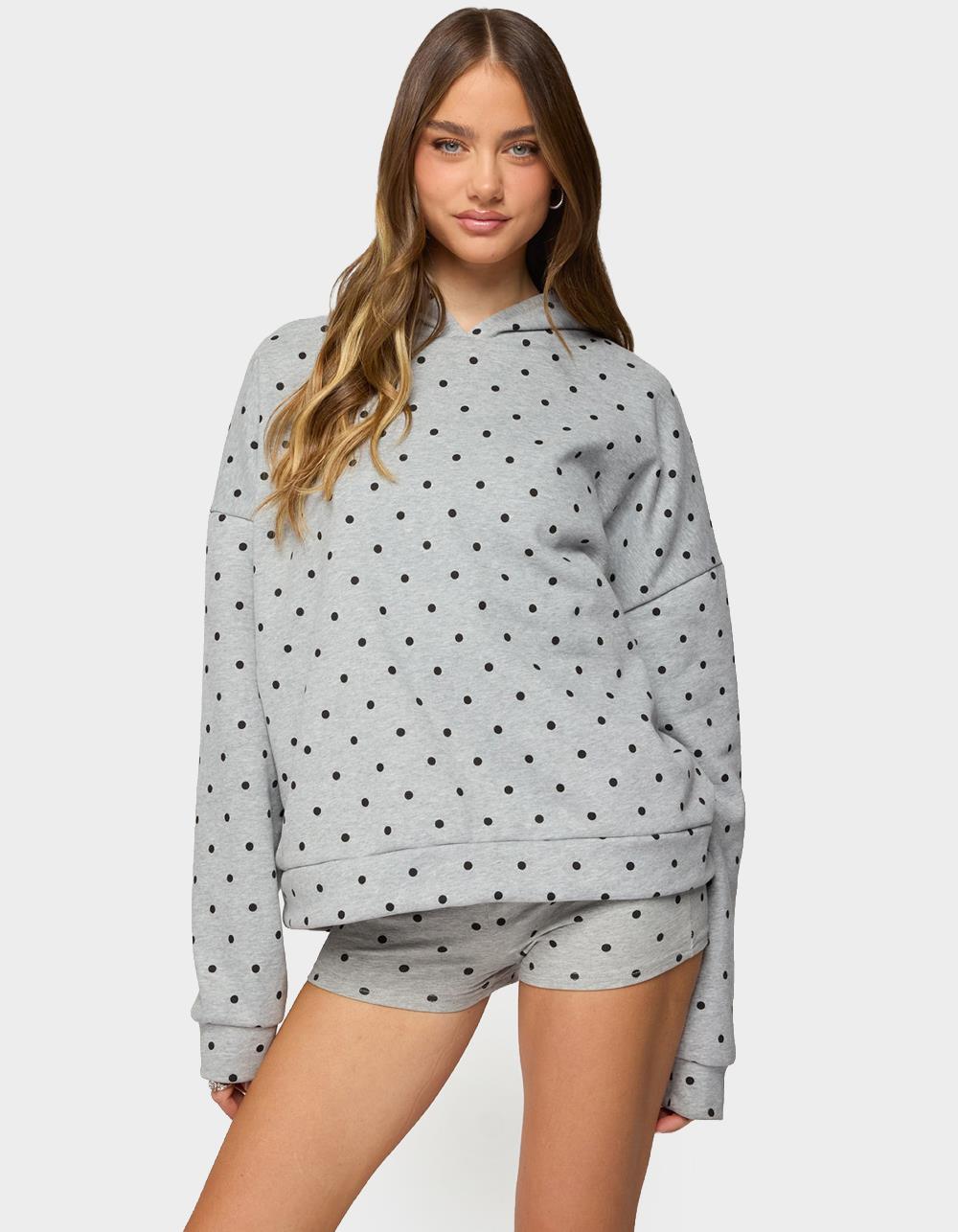 EDIKTED Chelsie Polka Dot Hoodie - GRAY