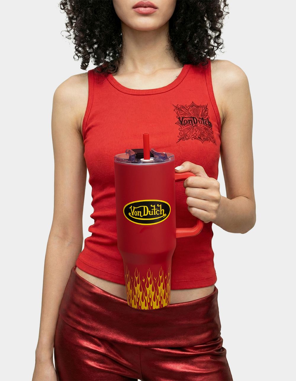 VON DUTCH 40oz Red City of Angels Double Walled Insulated Stainless Steel Tumbler - RED FLAME