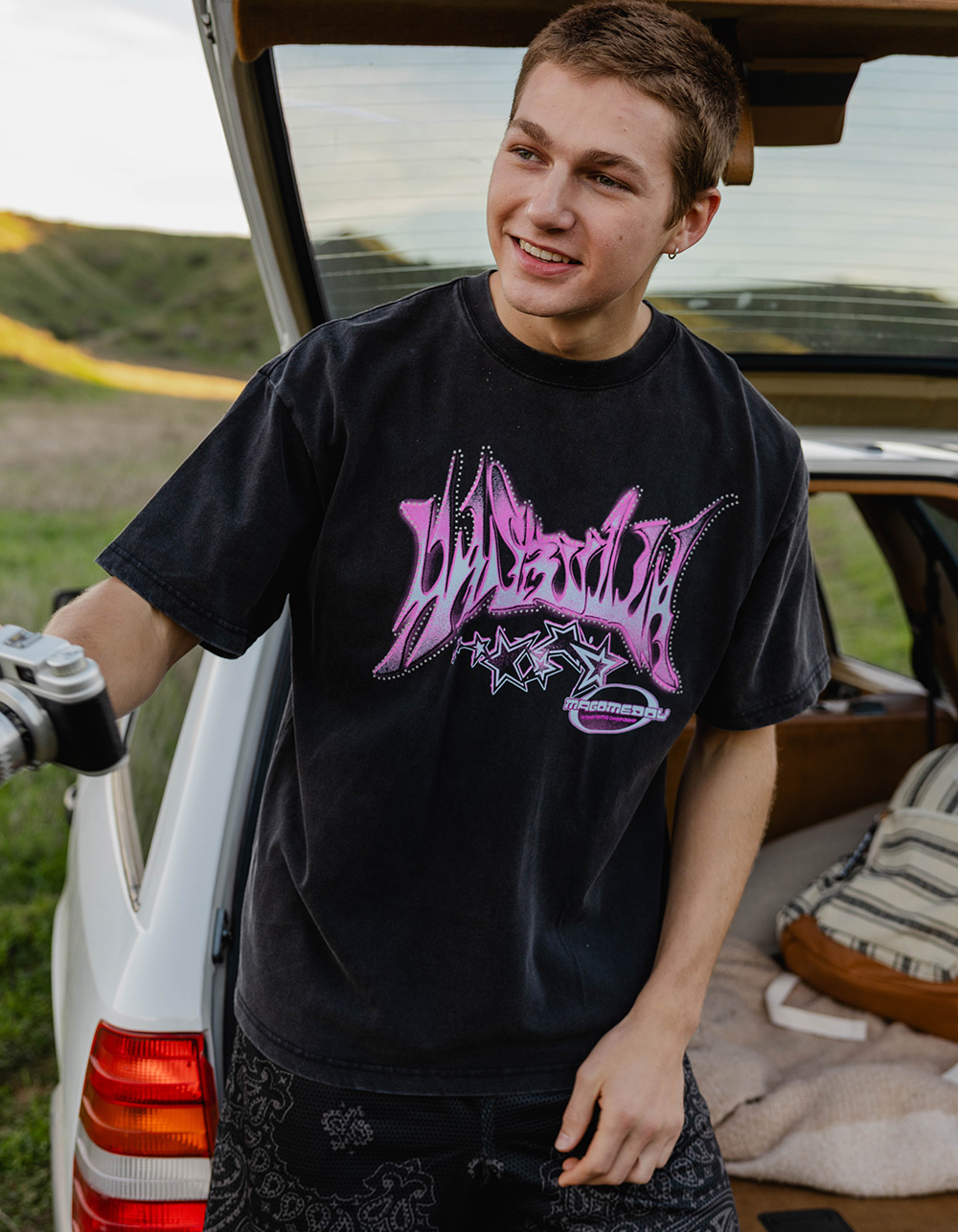 UFC Hasbulla Cyber Mens Boxy Tee - WASHED BLACK