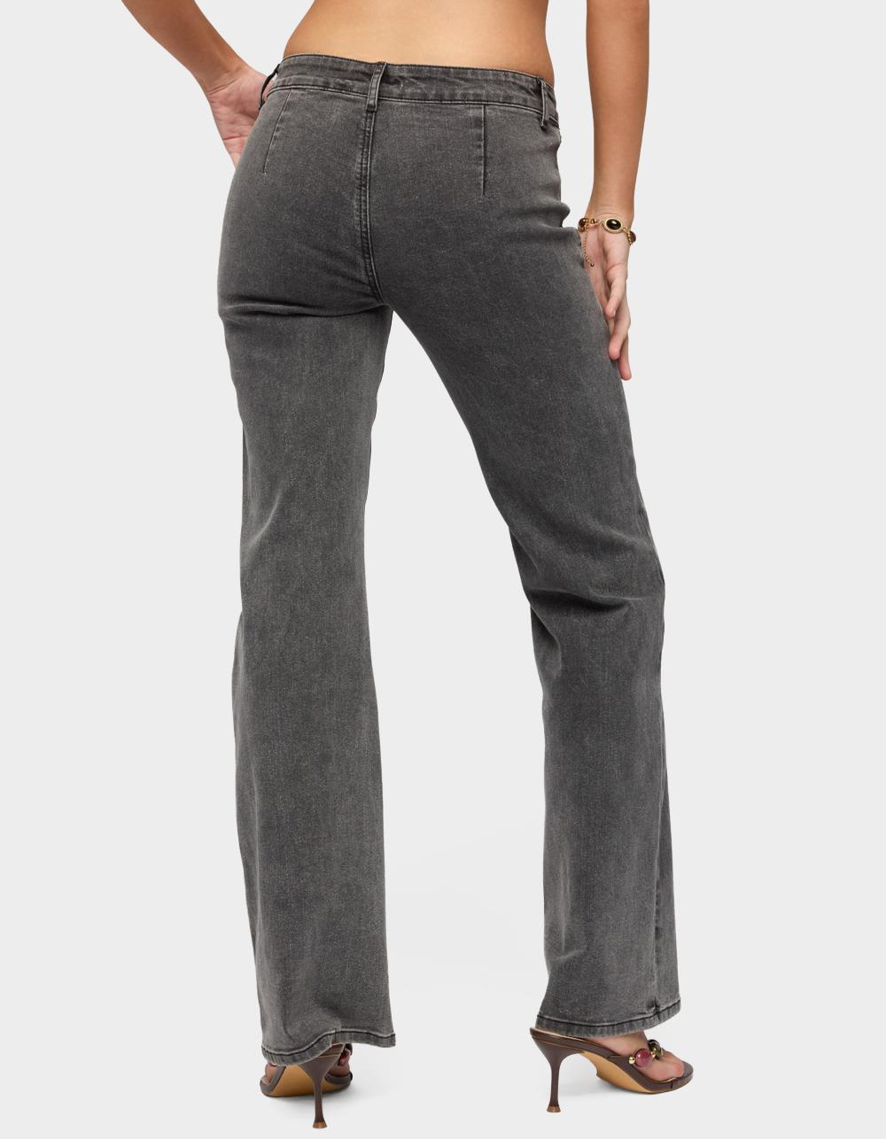 EDIKTED Grommet Mid Rise Straight Leg Jeans - BLACK