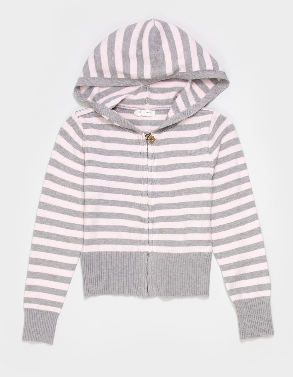 NO COMMENT Girls Stripe Zip-Up Hooded Sweater - PINK COMBO