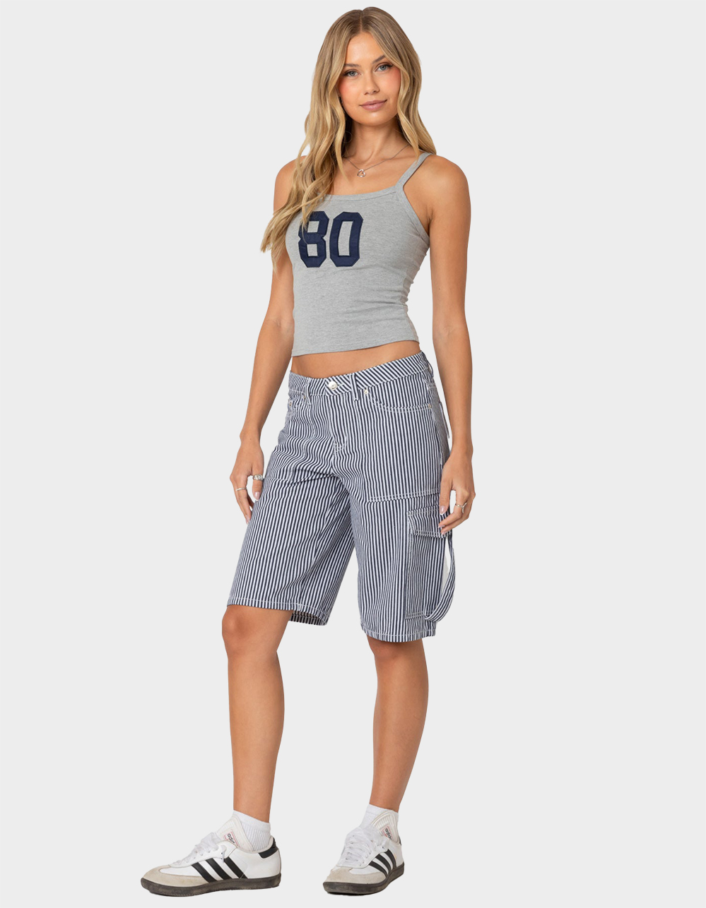 EDIKTED 80's Babe Tank Top - GRAY