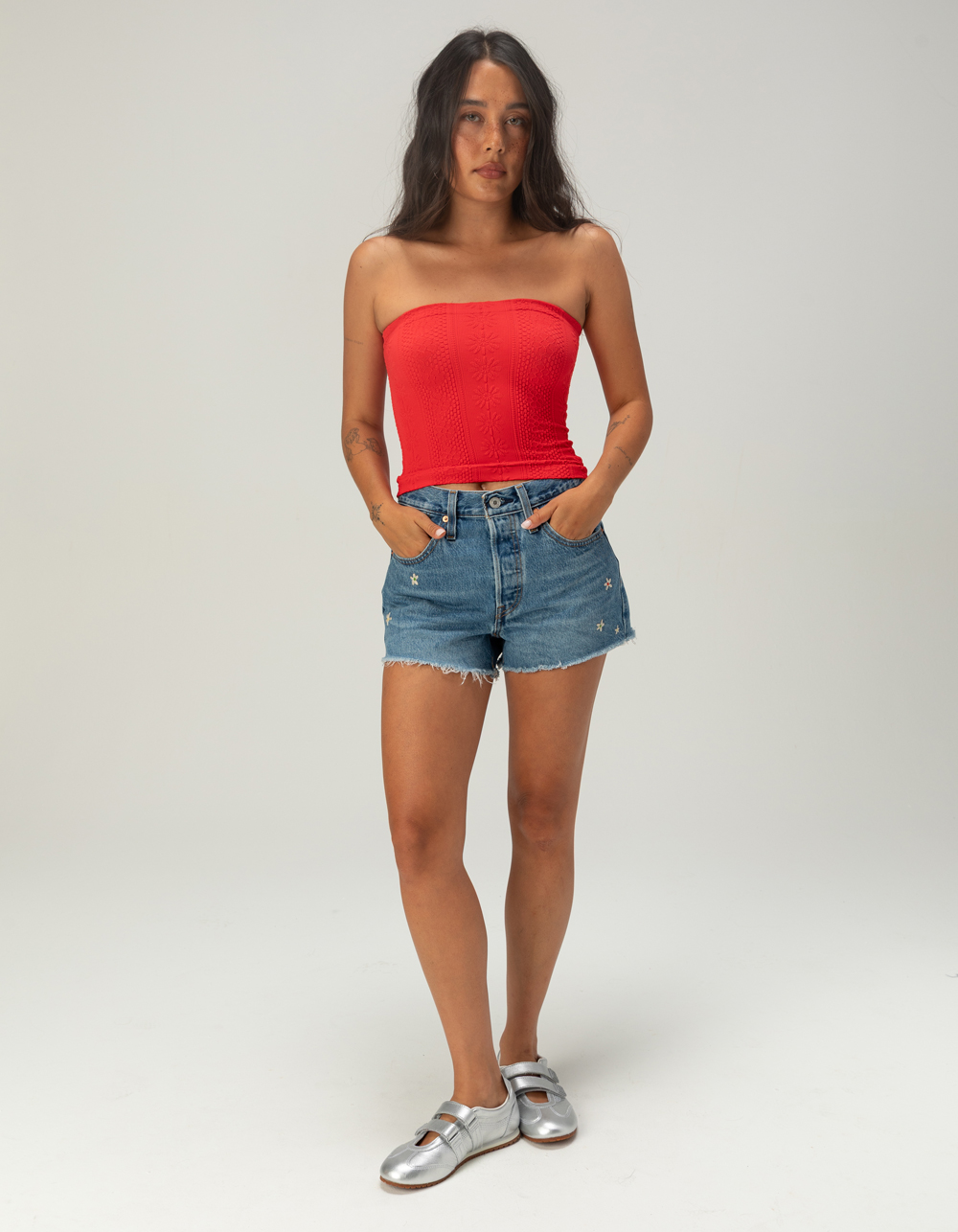 BDG Urban Outfitters Tapestry Womens Crop Tube Top - RED