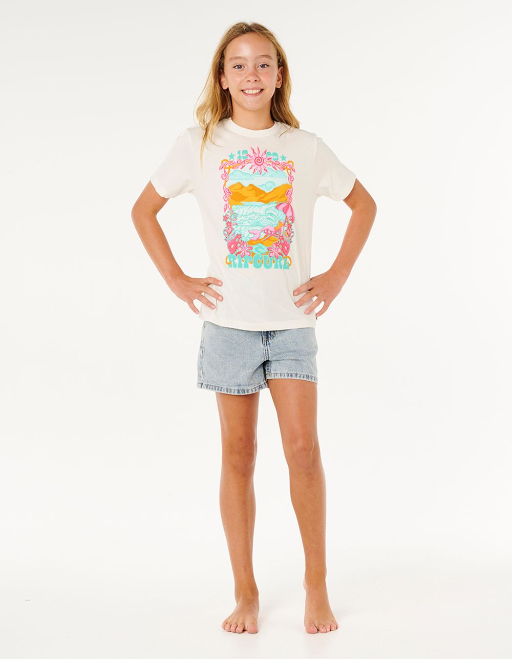 RIP CURL Sunshine Squad Girls Band Tee - BONE