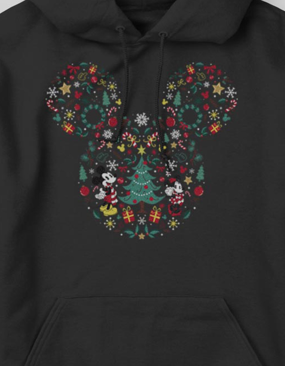 DISNEY Holiday Icon Ear Fill Unisex Christmas Hoodie - BLACK
