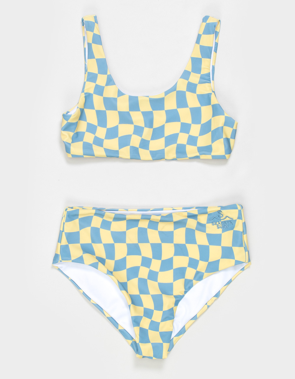 SEAESTA SURF Wavy Checks Girls Bralette Bikini Set - YELLOW COMBO