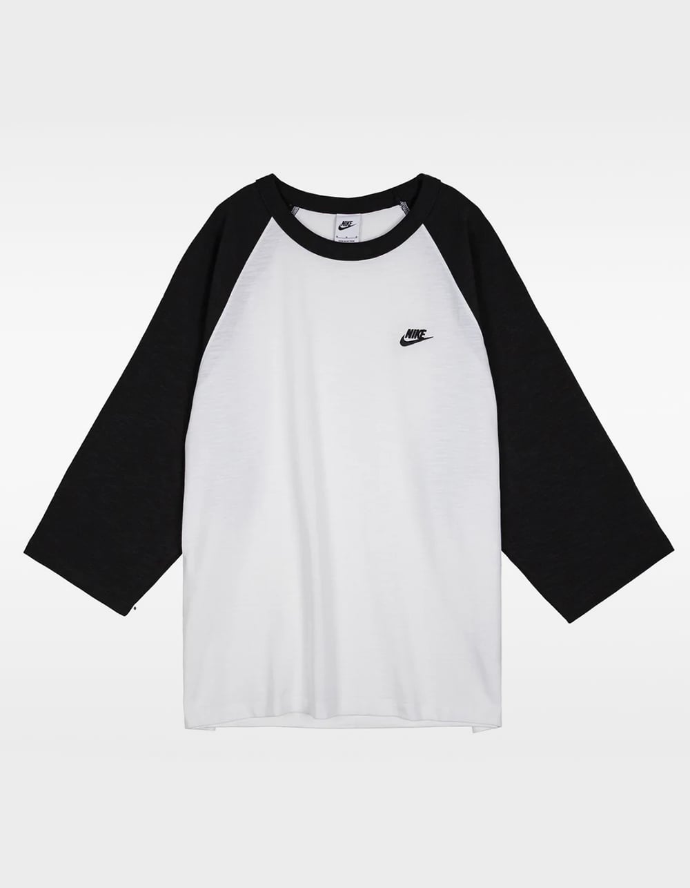 NIKE Sportswear Club Mens 3/4 Sleeve Raglan Top - WHT/BLK
