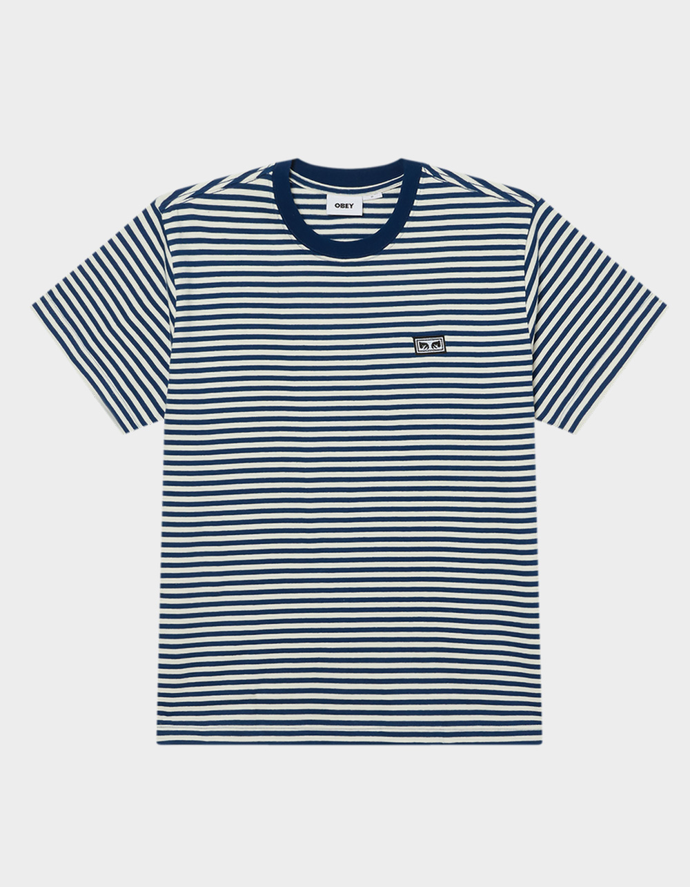 OBEY Established Works Eyes Mens Stripe Tee - NAVY