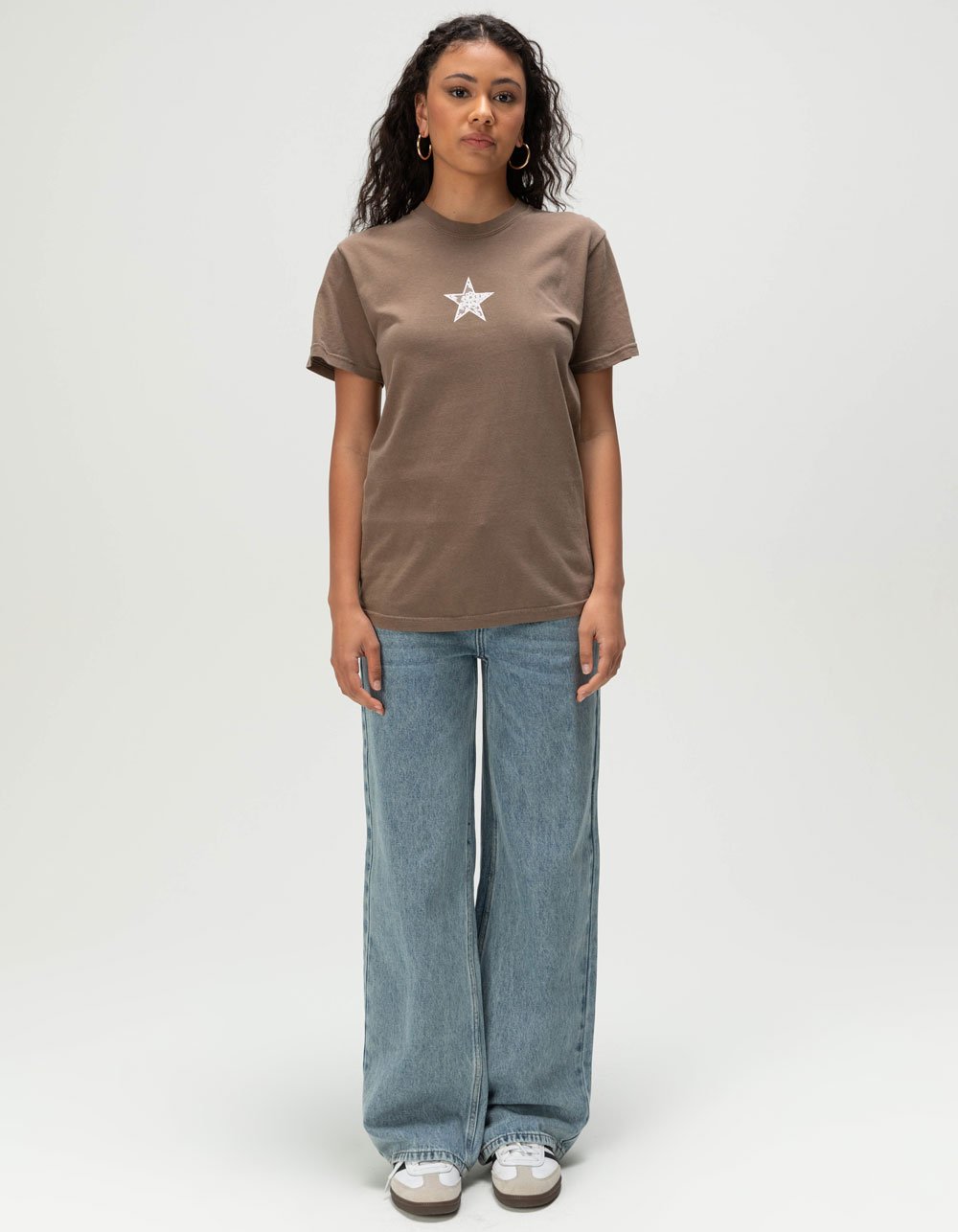 RIOT SOCIETY Lace Star Womens Tee - BROWN