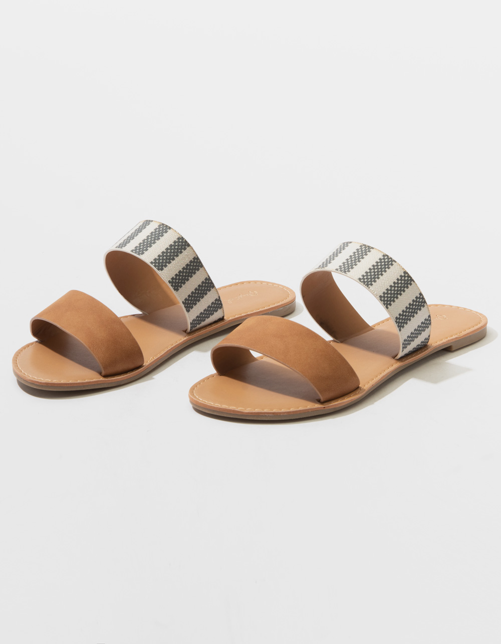 QUPID Double Strap Stripe Womens Sandals image number 0