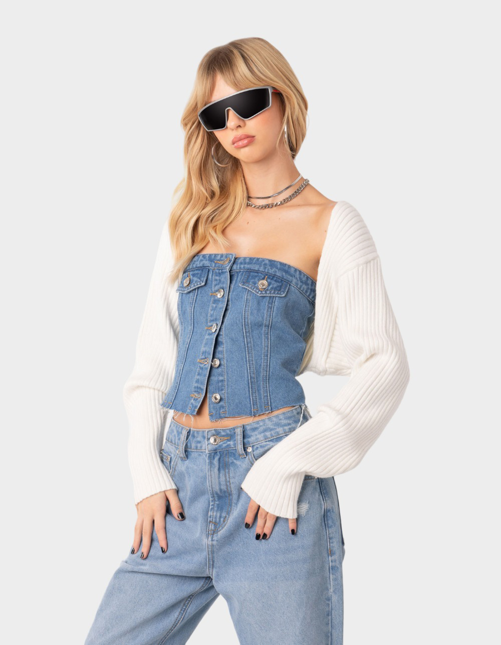EDIKTED Anya Shrug Womens Sweater - BEIGE