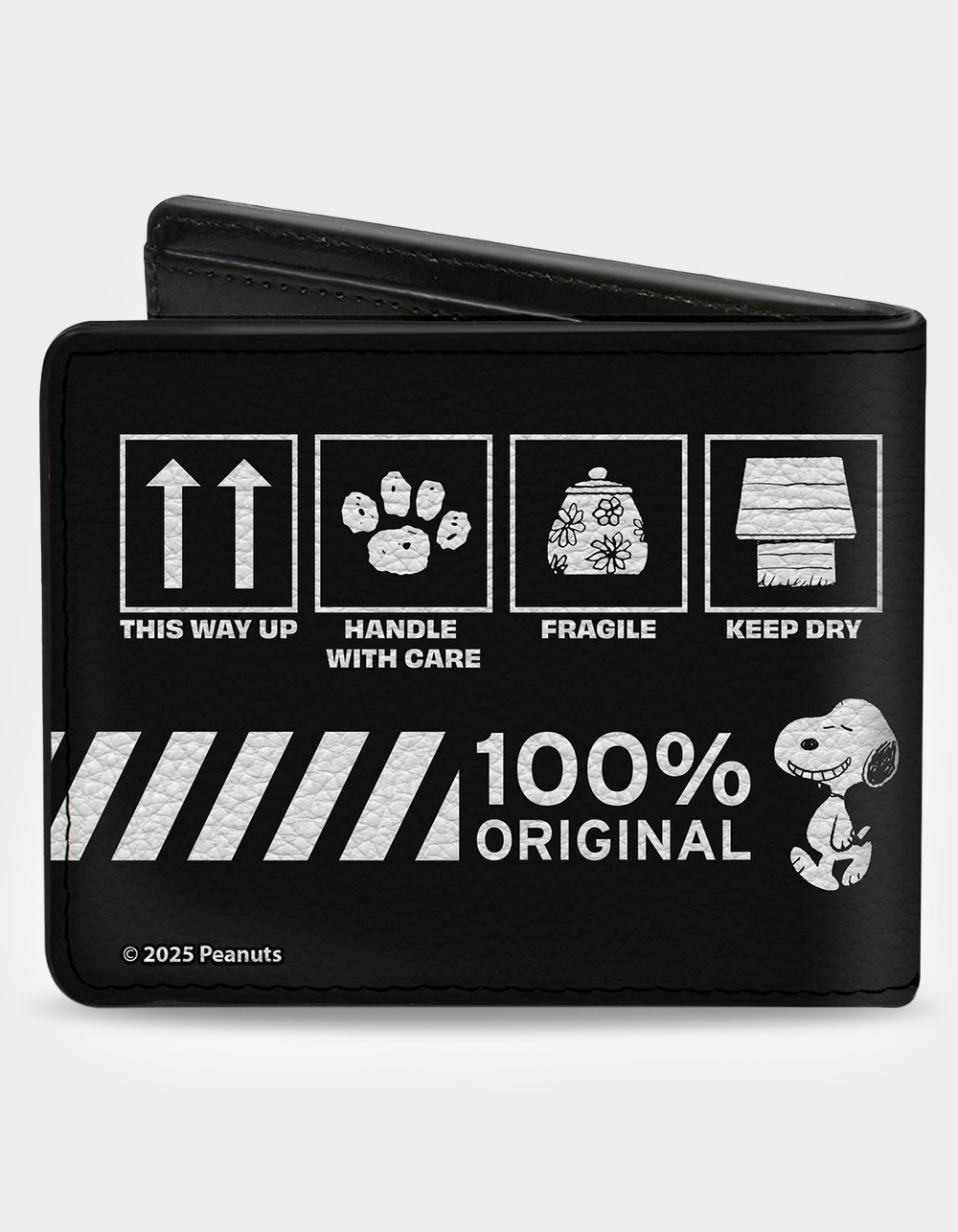 BUCKLE-DOWN x Peanuts Snoopy Care Symbols Bifold Wallet - BLACK