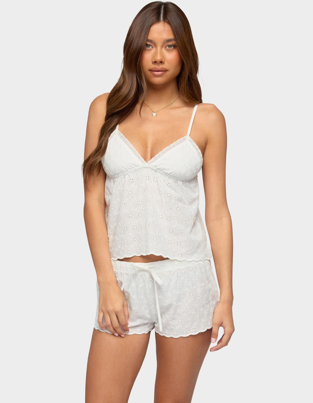 EDIKTED Talula Eyelet Babydoll Top - WHITE