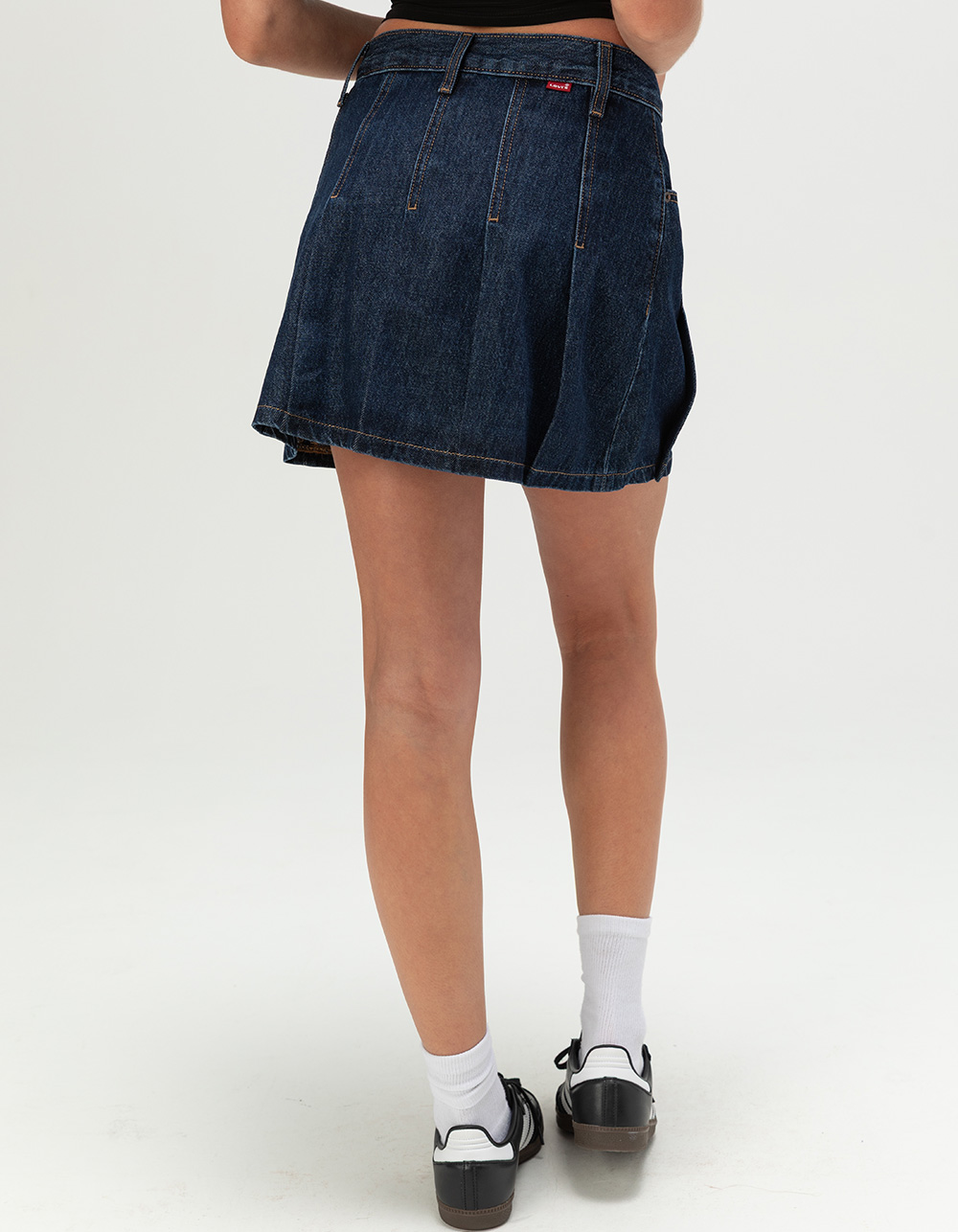 LEVI'S Womens Pleated Mini Skirt - Remember Together DARK INDIGO