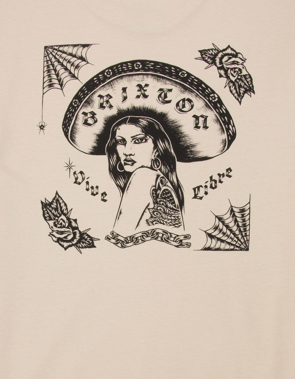 BRIXTON Vive Libre Mens Tee - CREAM