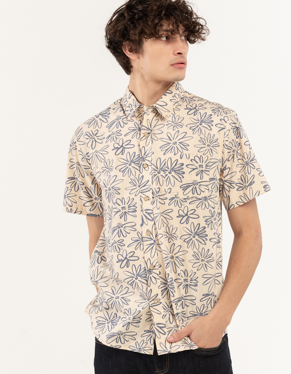 RSQ Floral Mens Button Up Shirt - OFF WHITE | Tillys