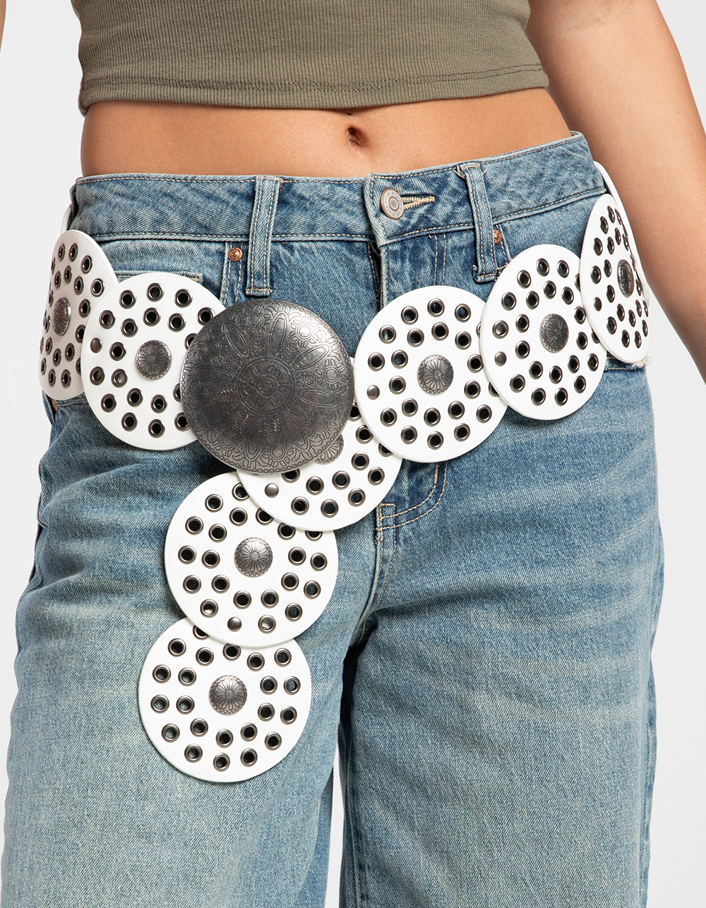 Western Round Belt - WHITE