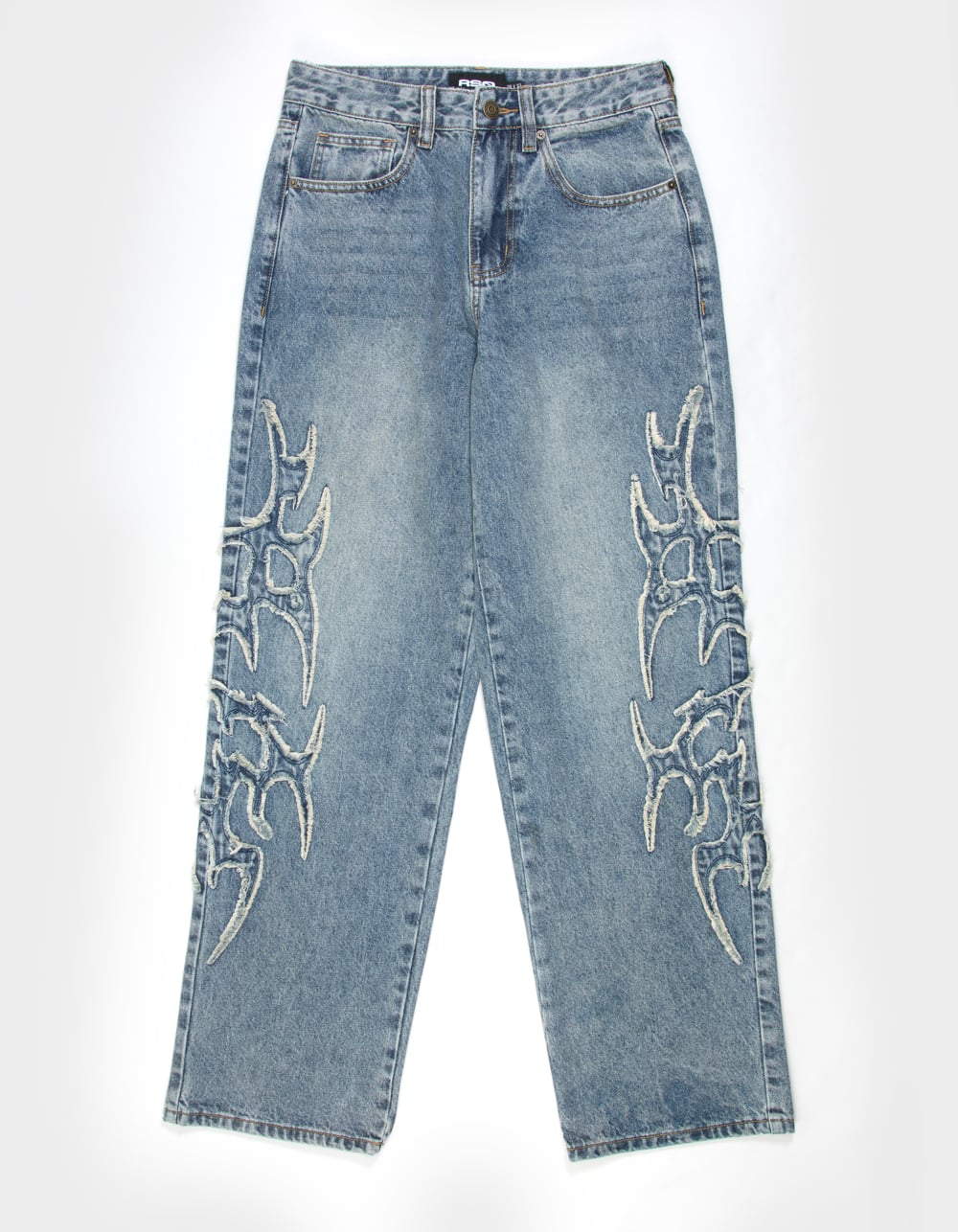 RSQ Applique Mens Baggy Jeans - TINTED DENIM