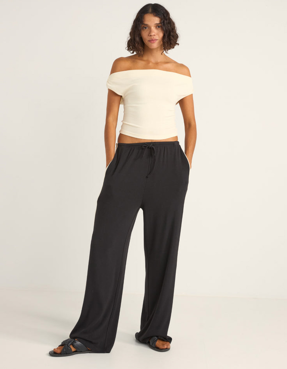 RHYTHM Juno Womens Off The Shoulder Top - CREAM