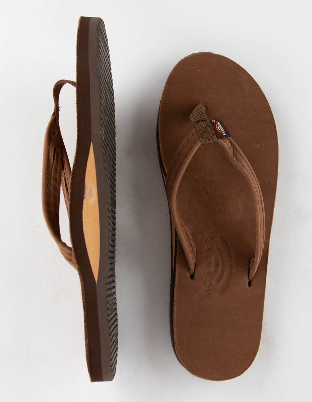 RAINBOW Narrow Strap Womens Flip Flops - REDWOOD