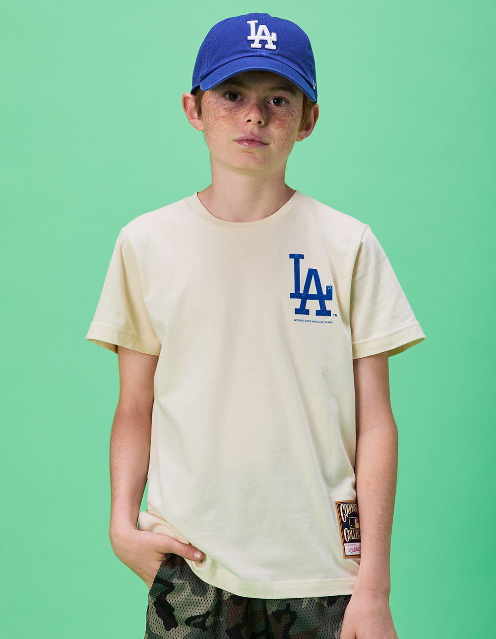 MITCHELL & NESS Los Angeles Dodgers Locker Room Boys Tee - NATURAL