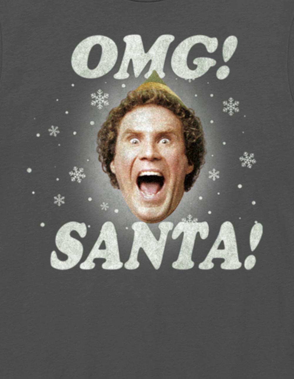 ELF OMG Santa Snowflakes Unisex Holiday Tee - CHARCOAL