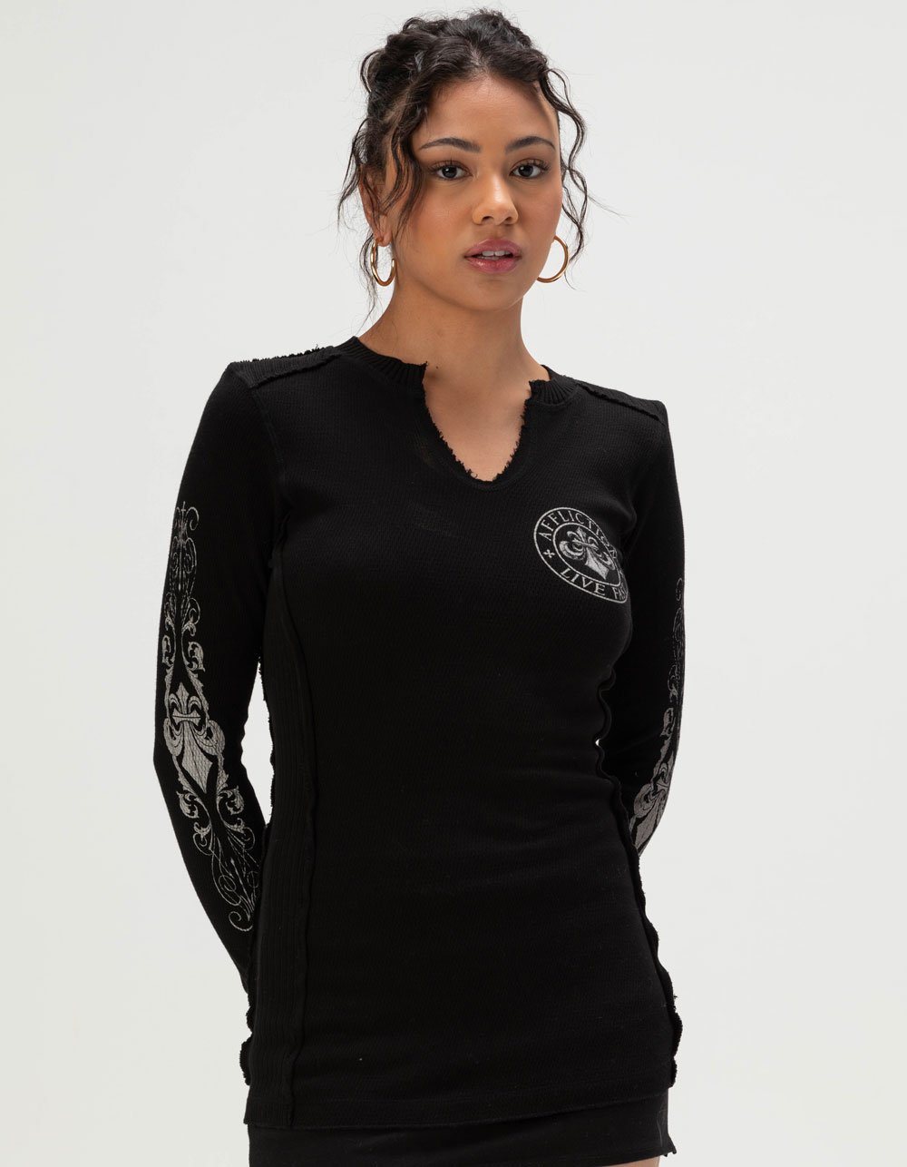 AFFLICTION Simulation Womens Thermal - BLACK