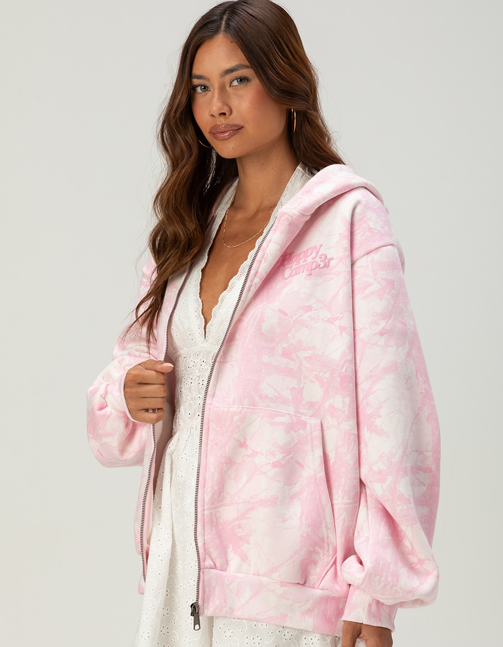 HAPPY CAMP3R PINK Camo Womens Zip-Up Hoodie - COMBO