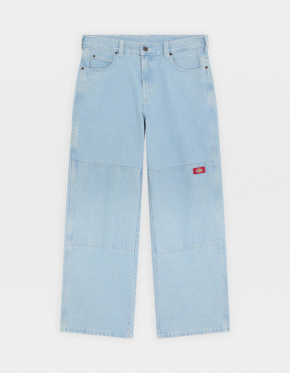 DICKIES Double Knee Mens Loose Straight Work Jeans - LIGHT WASH