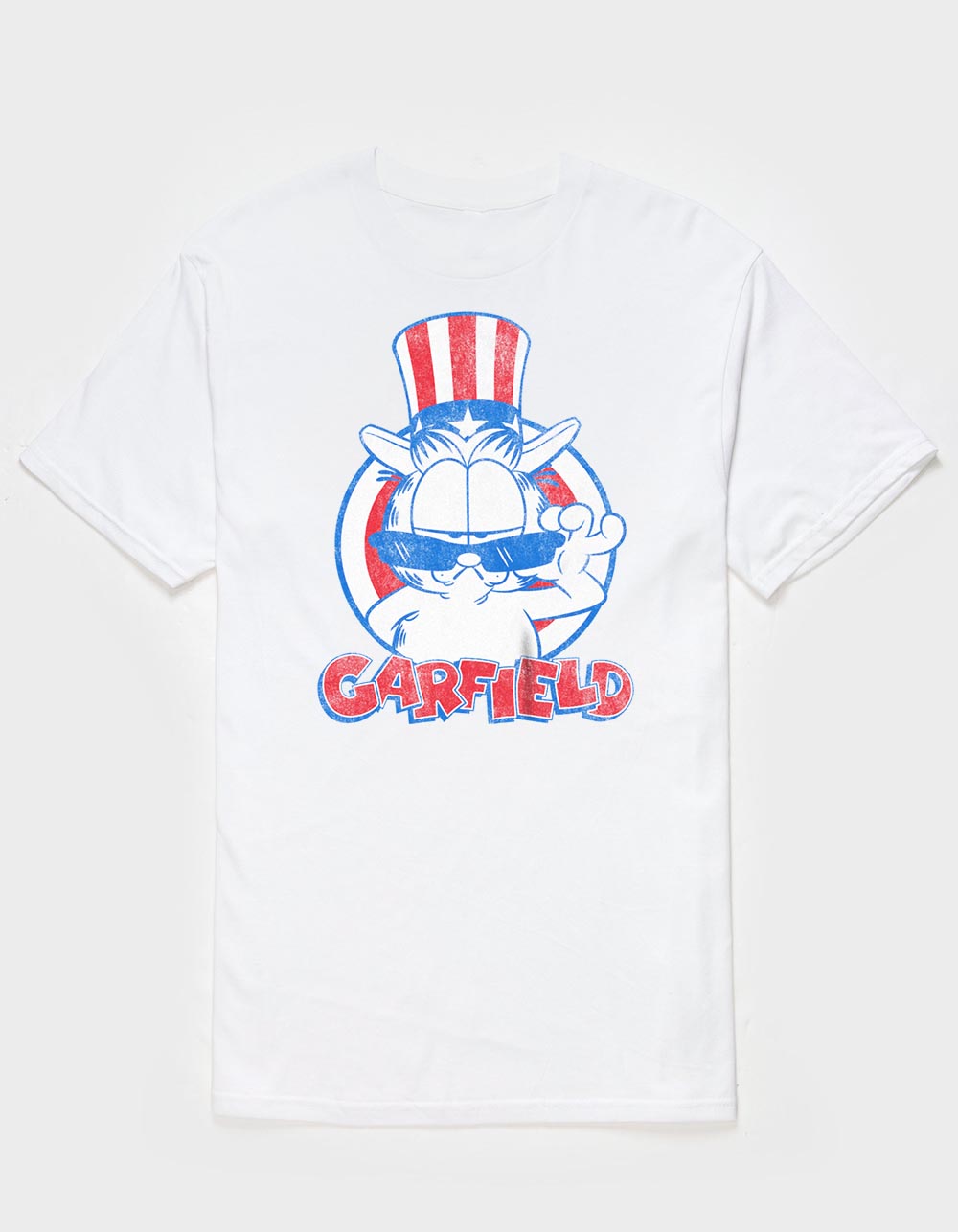 GARFIELD Flag Hat Unisex Tee - WHITE