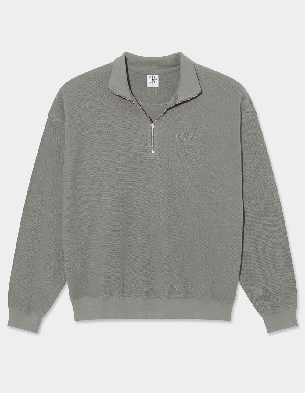 POLAR SKATE CO. Pique Mens Long Sleeve Half-Zip Shirt - GRAY