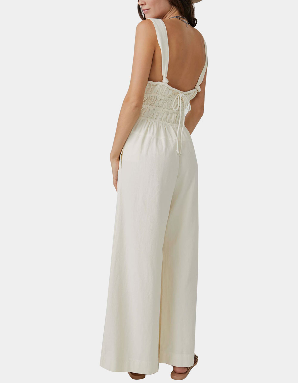 FREE PEOPLE After All Ruched One Piece Womens Jumpsuit WHITE Tillys