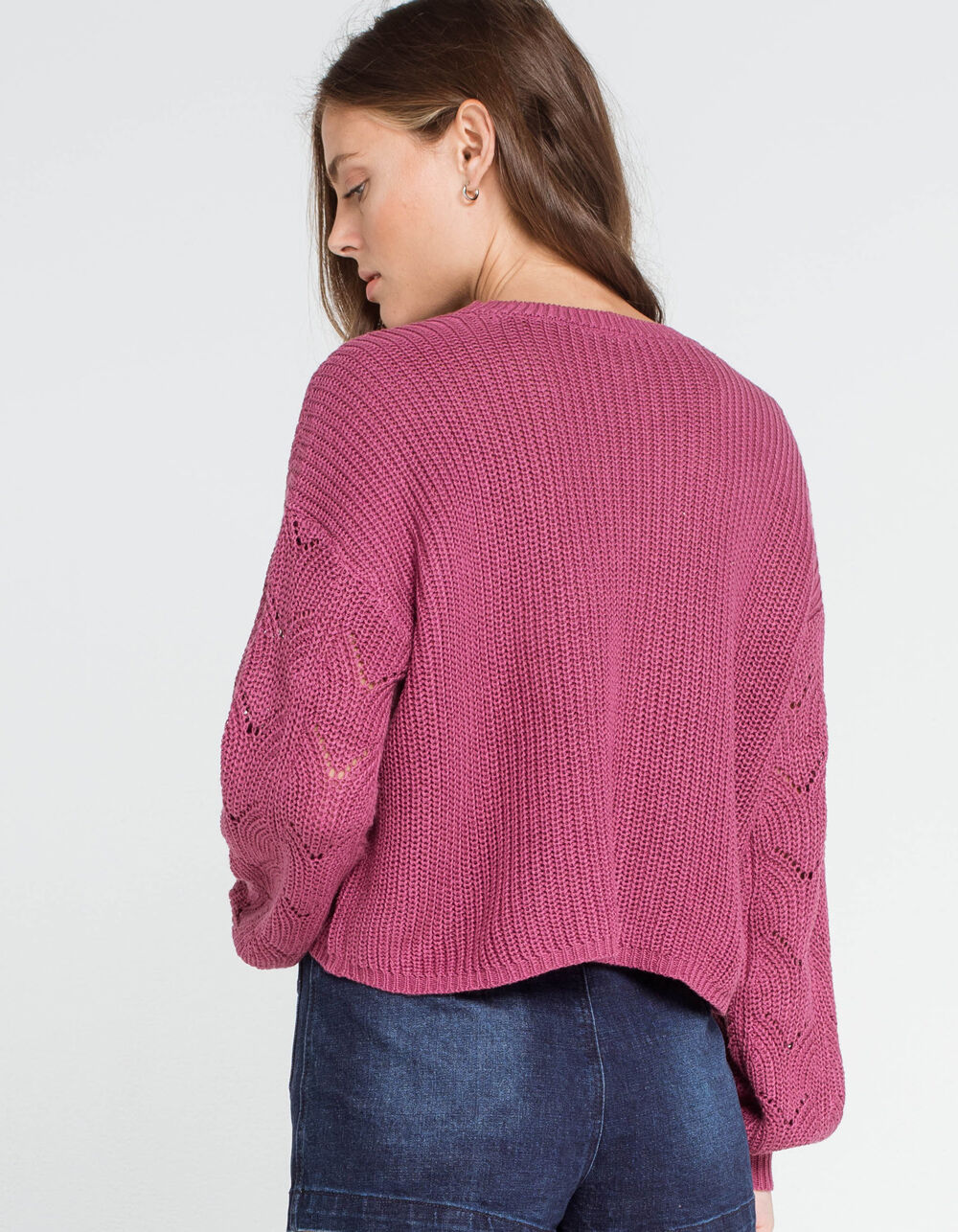 CLASSIC BALLOON SLEEVE SWEATER - BERRY ABSTRACT main image 0