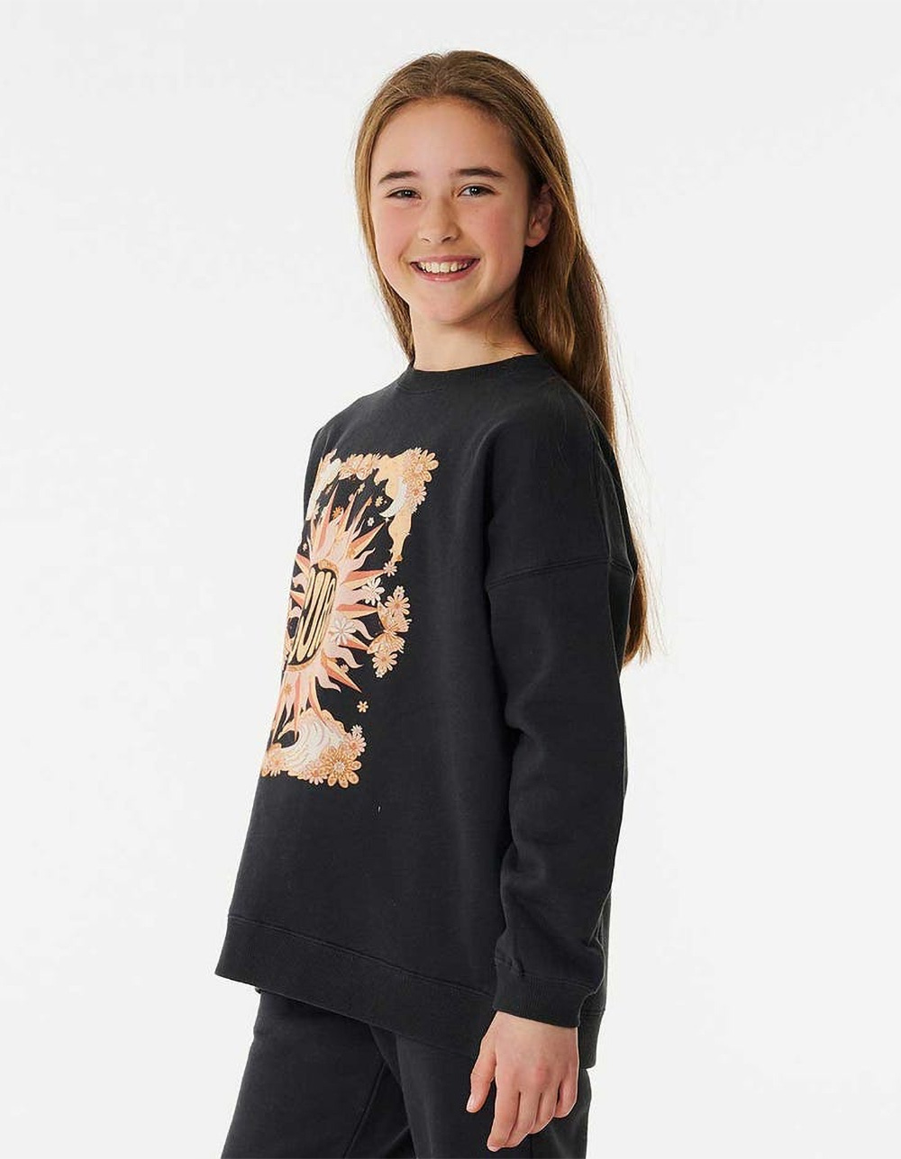 RIP CURL Sun Catcher Girls Crewneck Sweatshirt WASHED BLACK Tillys