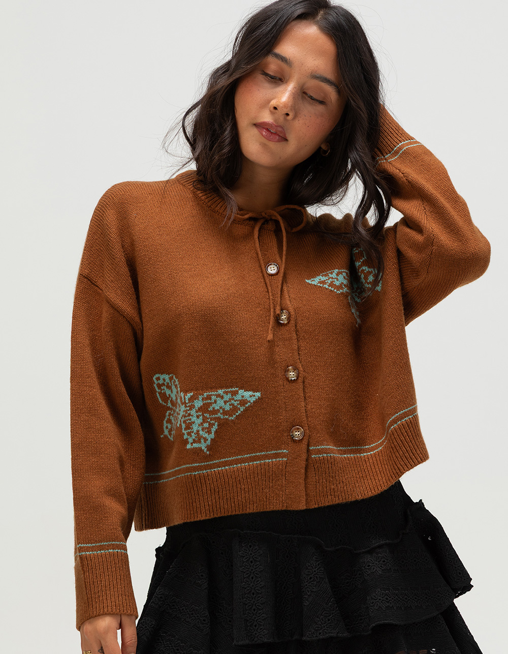 RHYTHM Womens Button Up Cardigan - BROWN