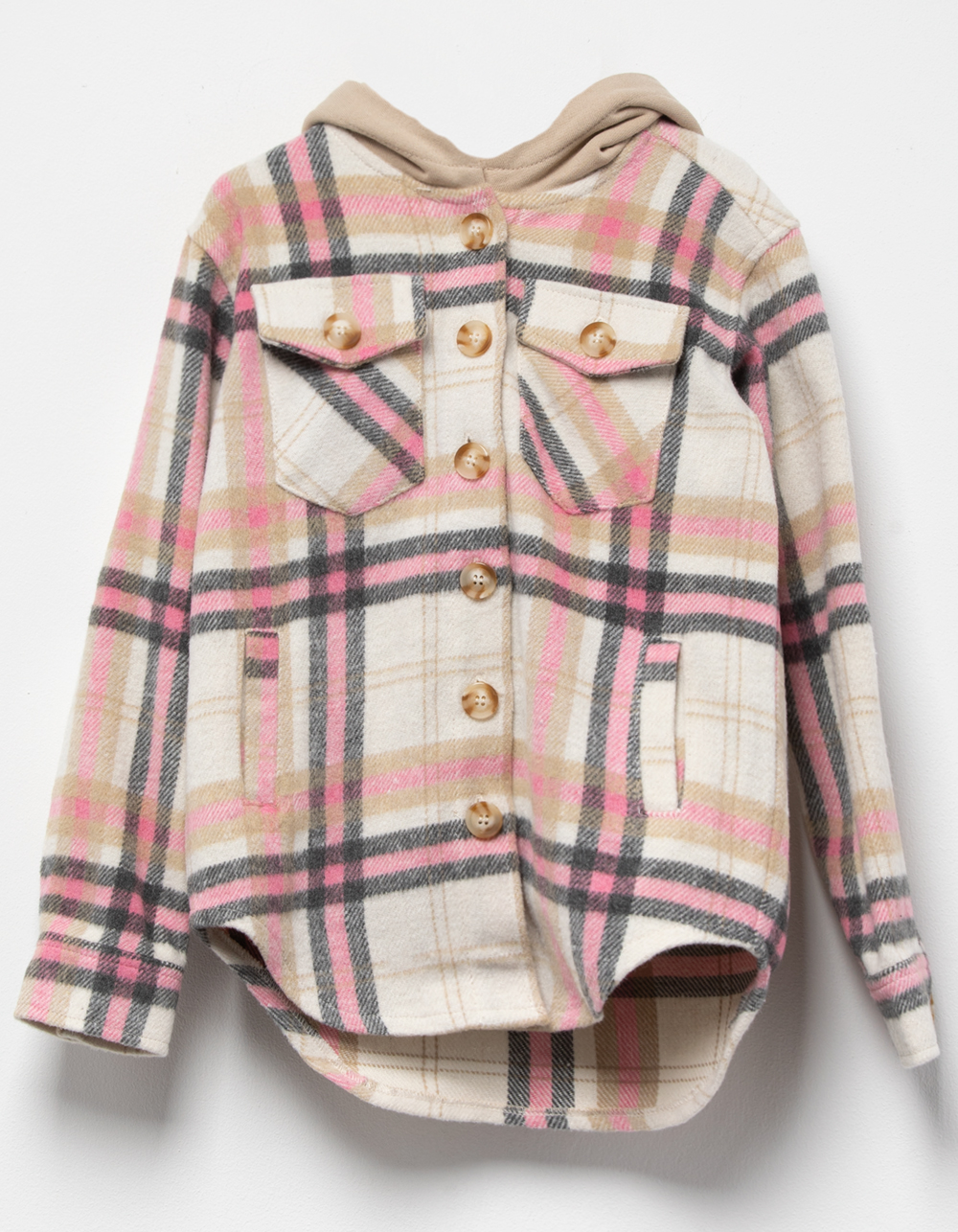 BLANK NYC Plaid Girls Hooded Flannel 