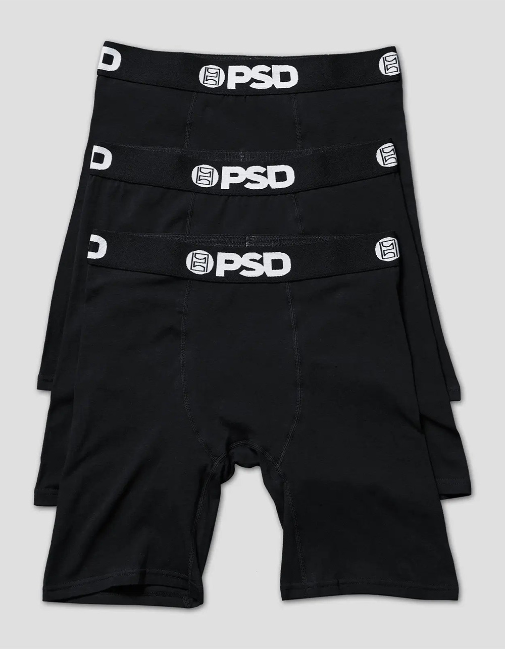 PSD Solids 3 Pack Mens Boxer Briefs - BLACK