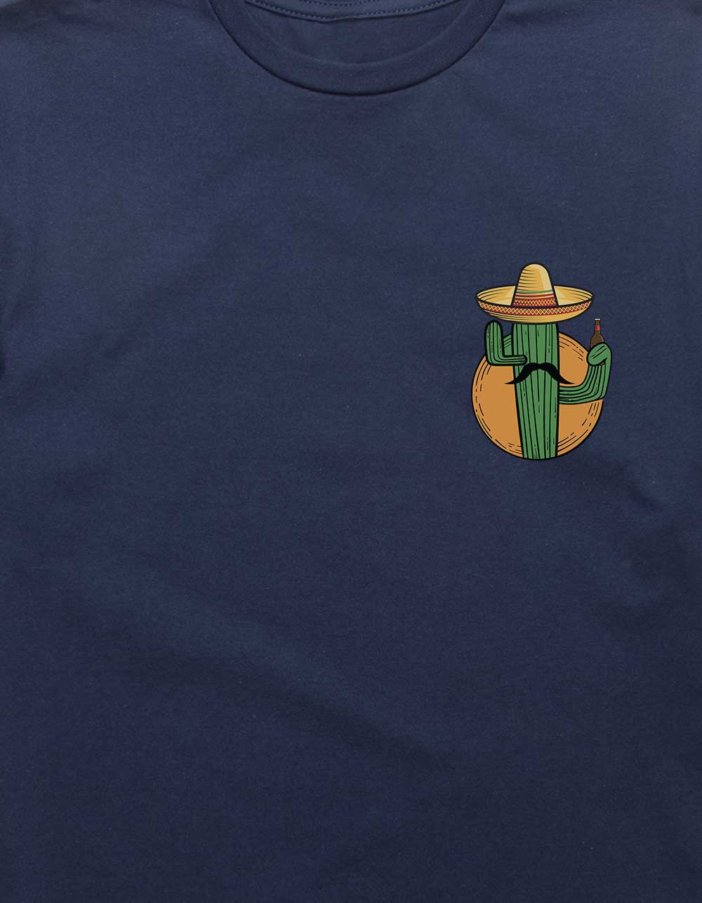 CACTUS Mustache Sombrero Unisex Tee - NAVY