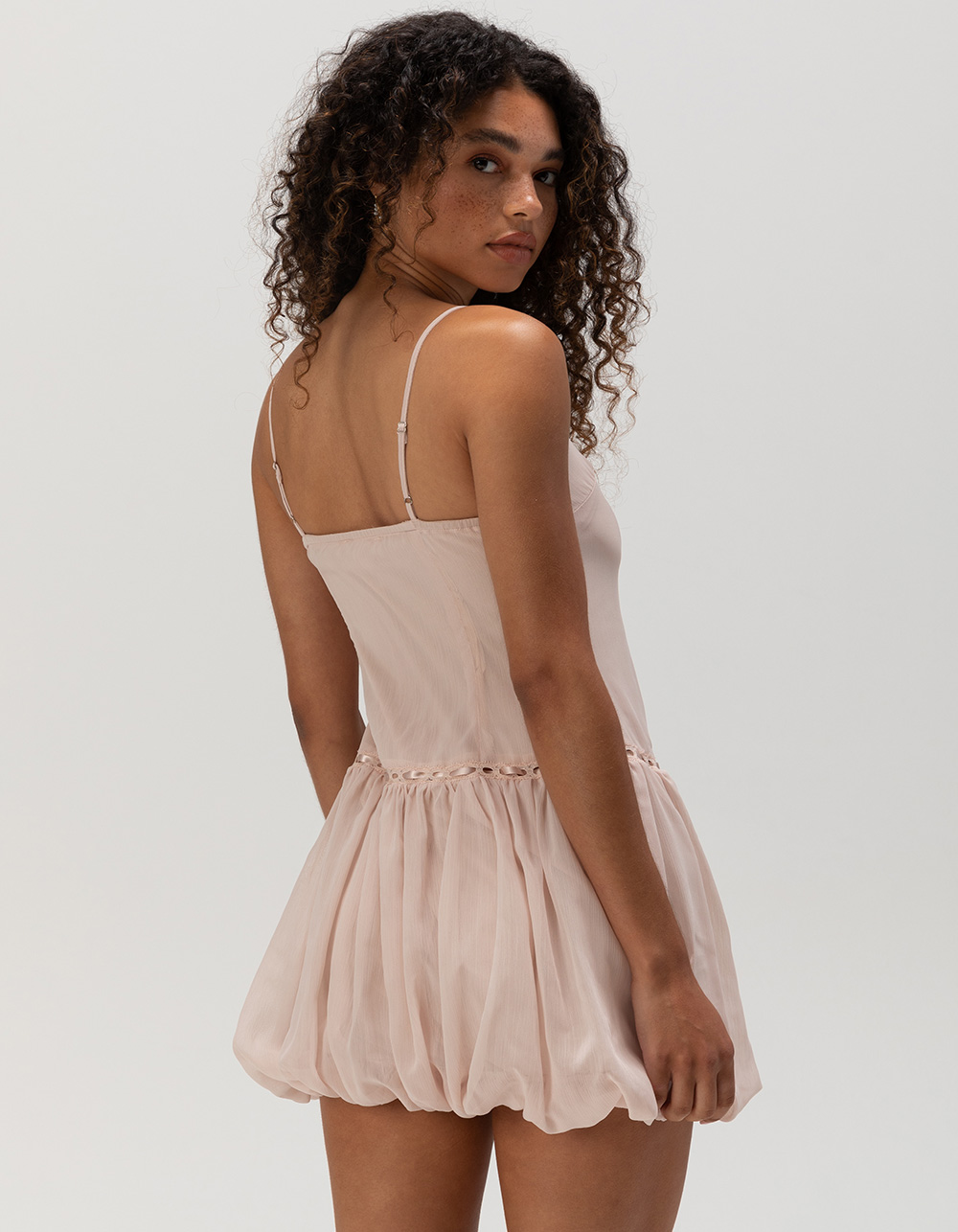 RSQ Womens Ribbon Bubble Dress - PINK