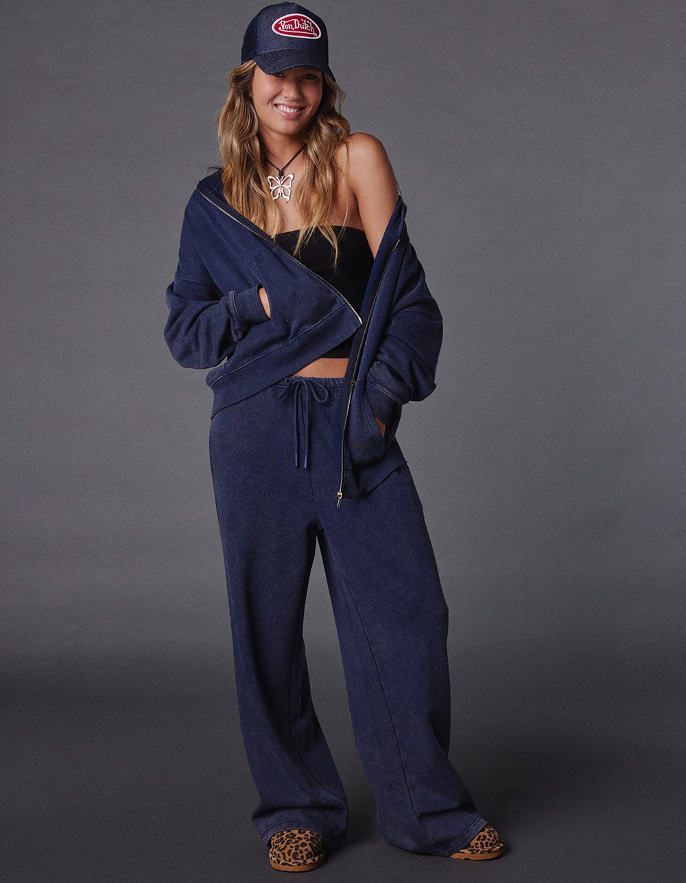 TILLYS Womens Wide Leg Sweatpants - NAVY
