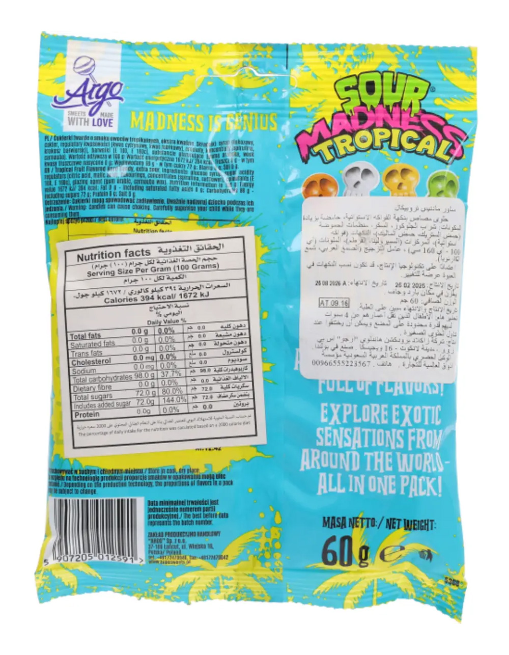 SOUR MADNESS Tropical Hard Candy  - MULTI