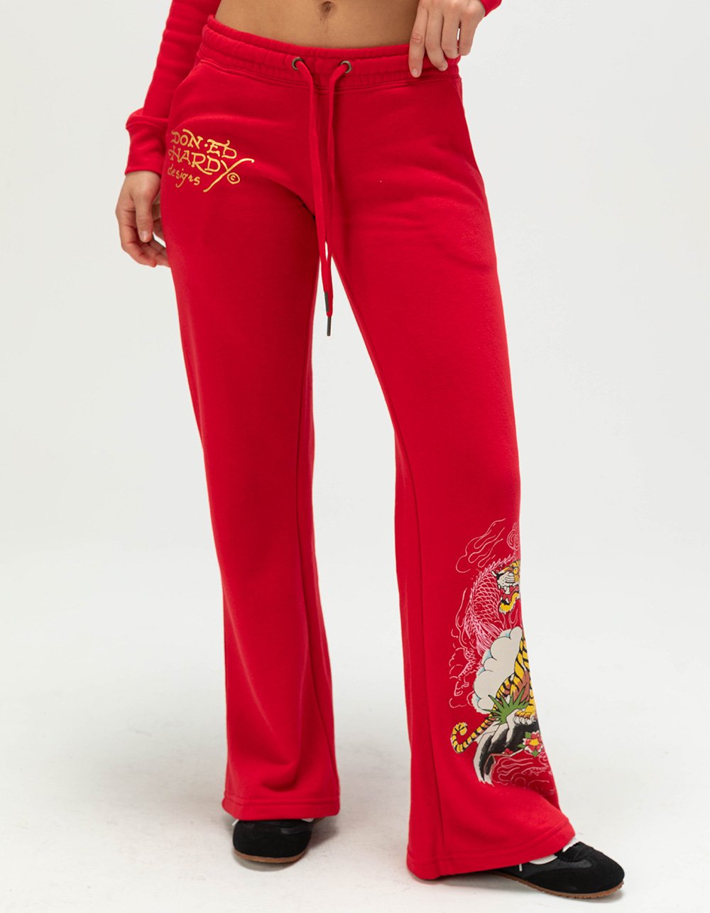 ED HARDY Tiger Womens Sweatpants - CHERRY