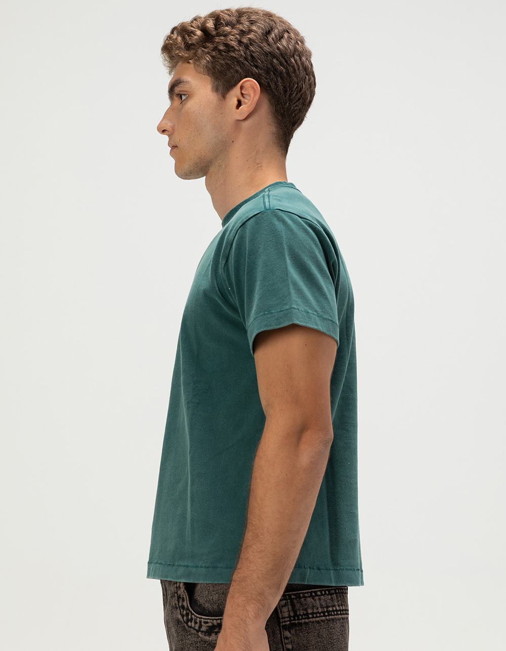 RSQ Mens Washed Shrunken Tee - DK GREEN