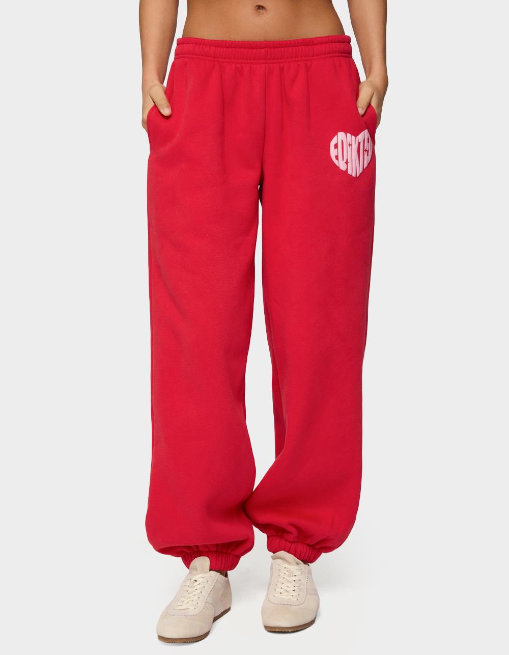 Edikted Major Love Sweatpants - RED