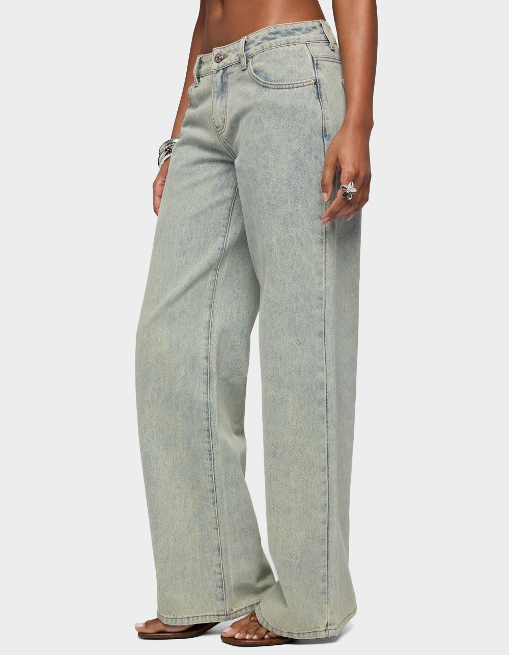 EDIKTED Tall Magda Acid Wash Low Rise Baggy Jeans - BLUE