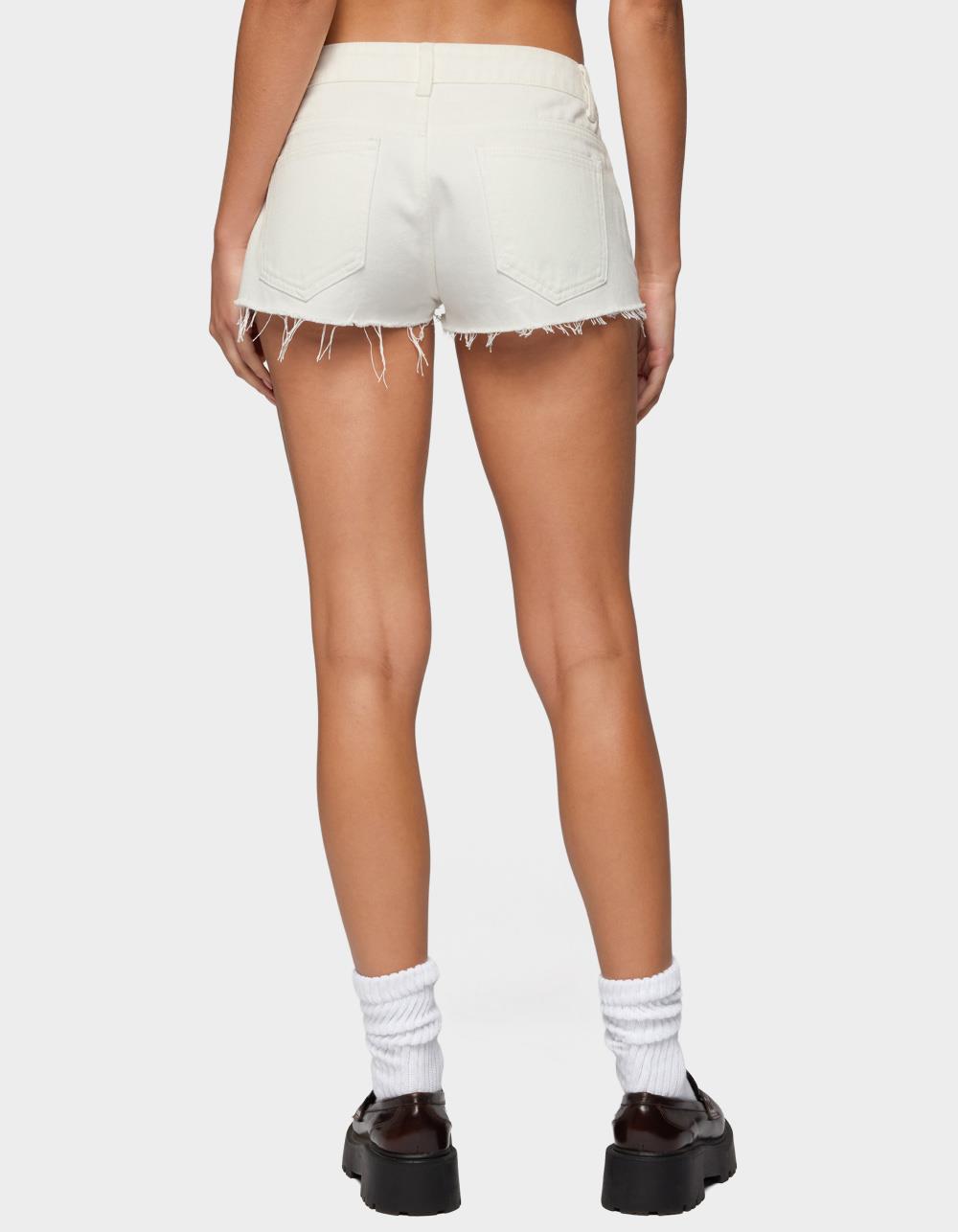 EDIKTED Devin Low Rise Micro Denim Shorts - WHITE