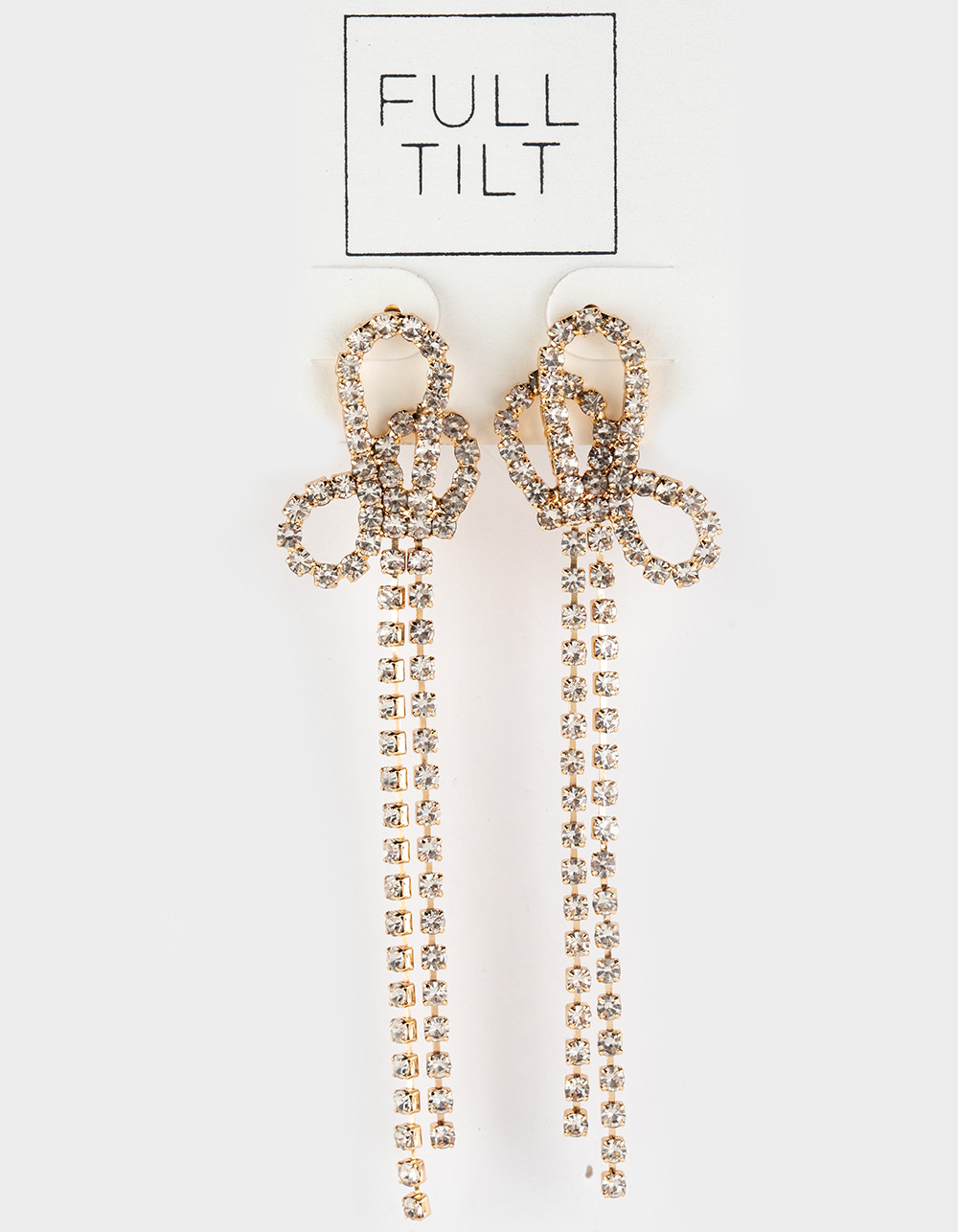 FULL TILT Bow Rhinestone Earrings GOLD Tillys