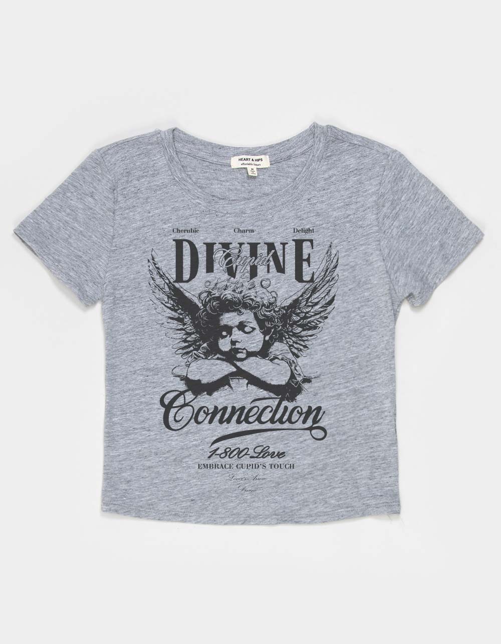 CHERUB Divine Cupid Womens Baby Tee - HEATHER GRAY